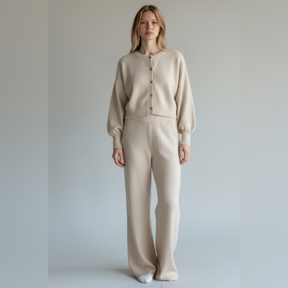 By The River Cozy Life Oatmeal Button Up Lounge Set - Picture 2 of 5